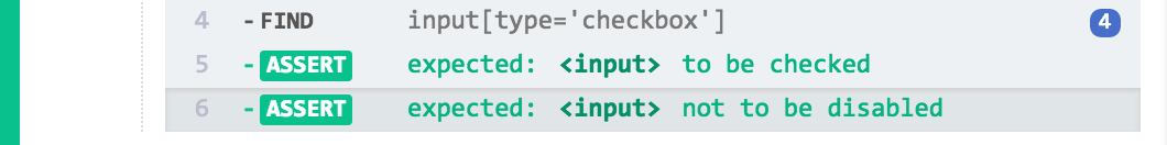 Command log for assertions